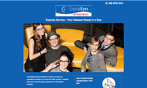 Crystal Eyes Optometrists Website